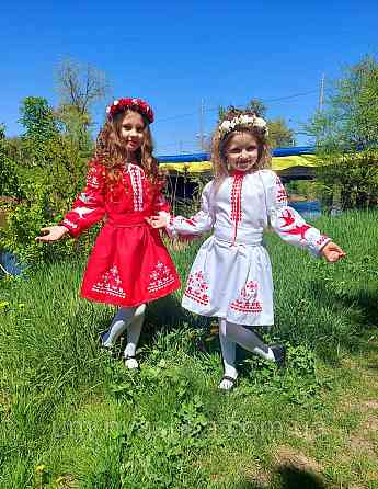 Плаття вишиванка біле з ластівками 104-158 Кривий Ріг