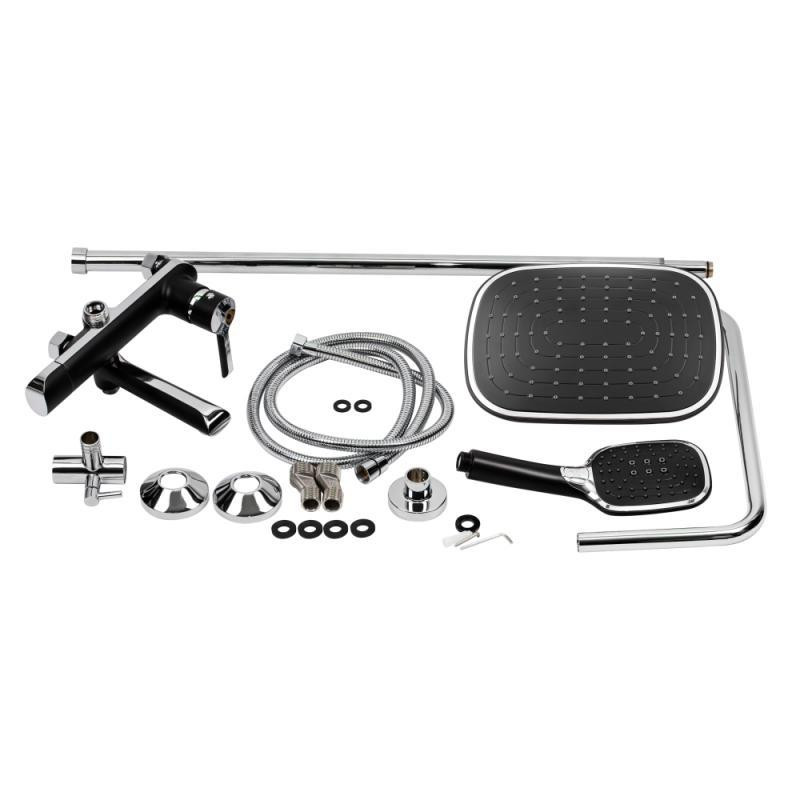 Душевая система универсальная Qtap Grand на три потребителя (с изливом) QTGRABCR1004 Chrome/Black, латунь Харьков - изображение 10