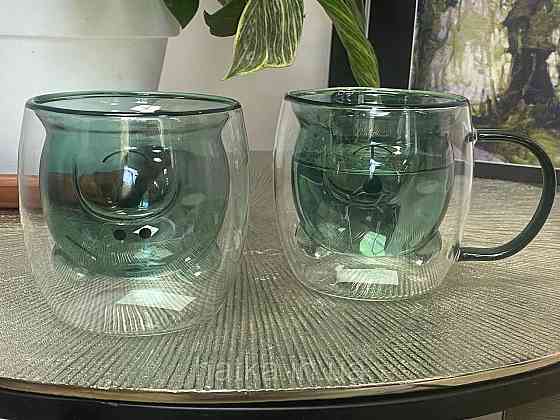 Піала без ручки чашка подвійне скло Olens "Смарагдова Умка" 250 мл смарагдовий зелений Київ