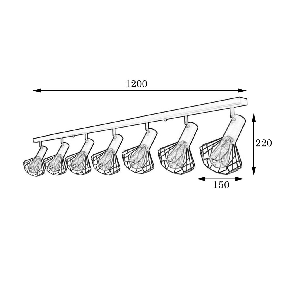 Светильник на планке с поворотними плафонами 7-Е27 Diadem NL 22151-7 BK Одесса - изображение 2