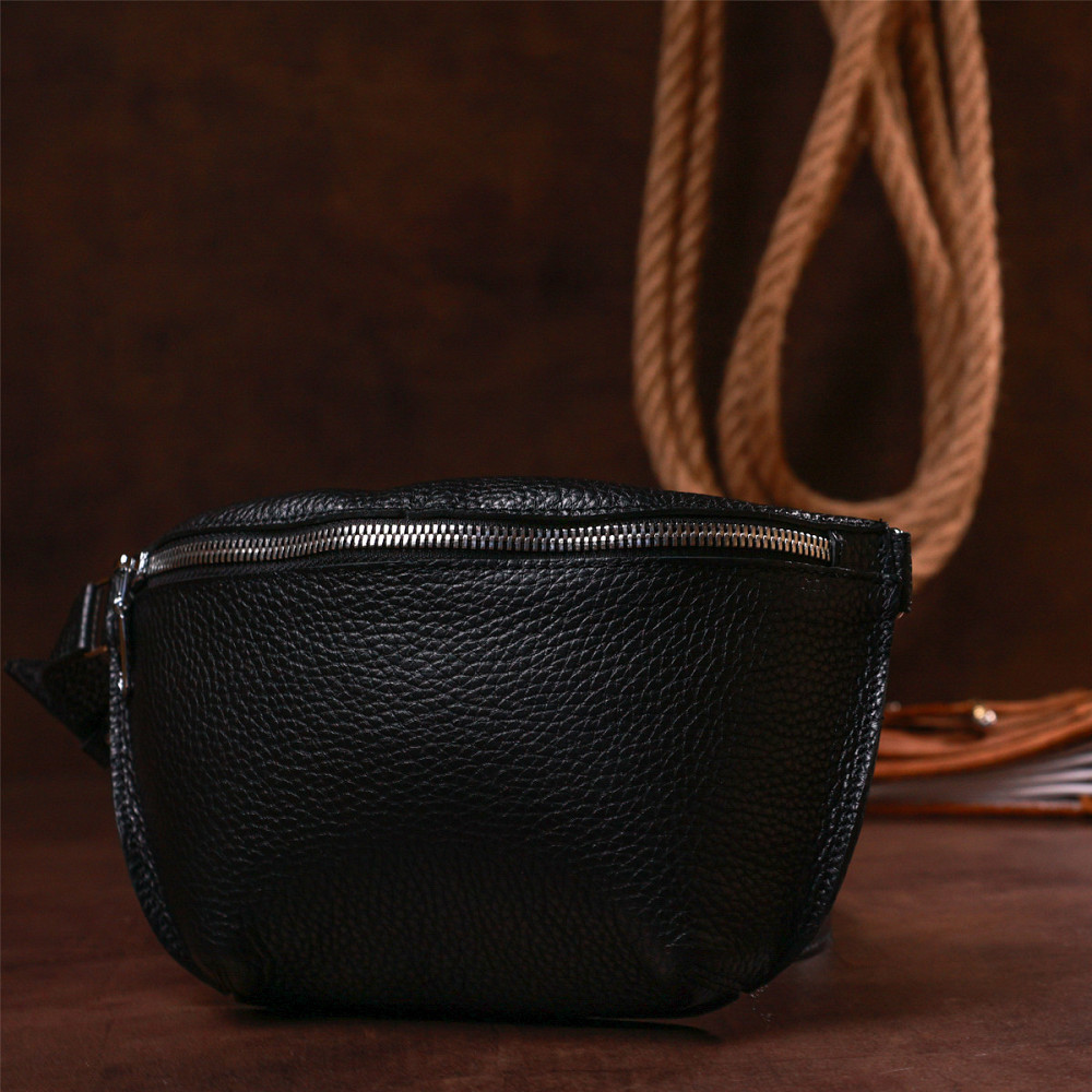 Шкіряна жіноча бананка Shvigel 16373 Чорний Київ - фото 3