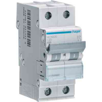 Автоматичний вимикач Hager 2-п. C 20A (6kA) 2M (A) (MCN220) Вінниця