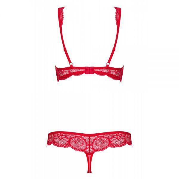 Комплект кружевной Obsessive 853, красный с бежевыми вставками, L/XL Sex Aura Киев - изображение 4