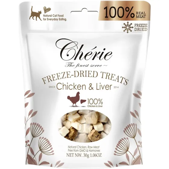 Натуральні ласощі Cherie Freeze Dried Treats Chicken&Liver для кішок з м'ясом курки та печінки 30 г Вінниця