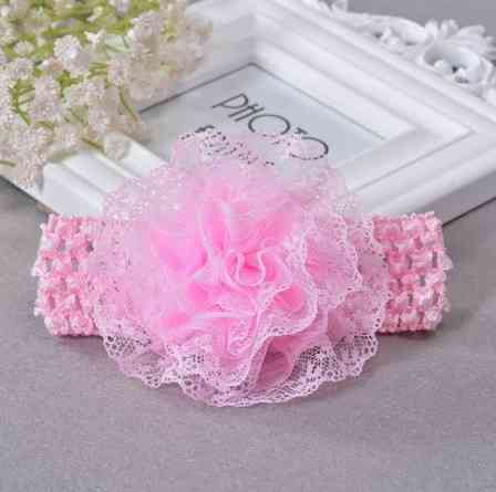 Повязка с цветком детская на голову универсальный розовый Киев