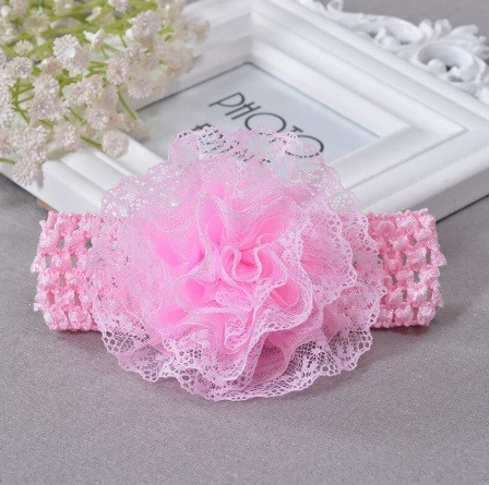 Пов'язка з квіткою дитяча на голову універсальний рожевий Київ - фото 1