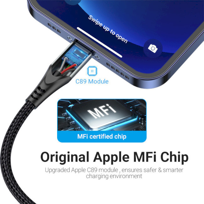 Кабель Vention USB 2.0 A - Lightning Cable 2M Gray Aluminum Alloy Type LABHH Одеса - фото 3