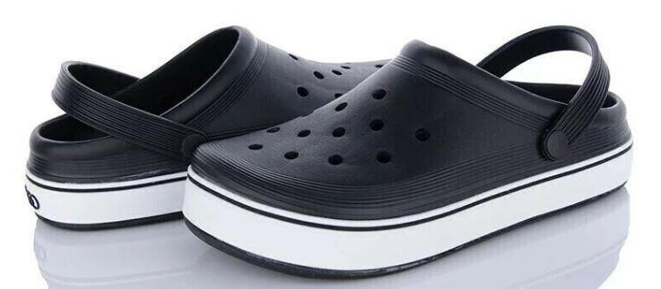 Кроксы мужские сабо черные с белой широкой полоской удобные практичные Одесса - изображение 2