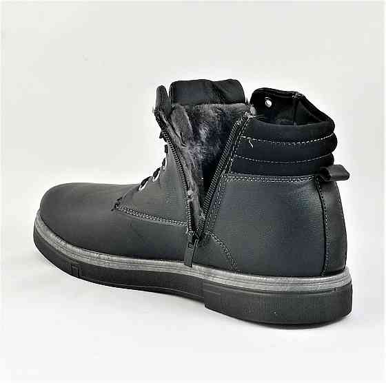 Ботинки ЗИМНИЕ Мужские Черные Кроссовки с МЕХОМ на Замке с Молнией (размеры: 41,42,43,44)- 301-1 Днепр