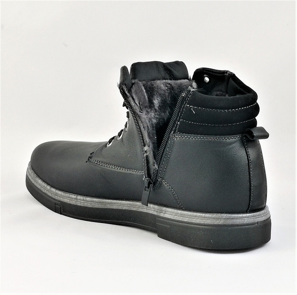 Ботинки ЗИМНИЕ Мужские Черные Кроссовки с МЕХОМ на Замке с Молнией (размеры: 41,42,43,44)- 301-1 Днепр - изображение 3