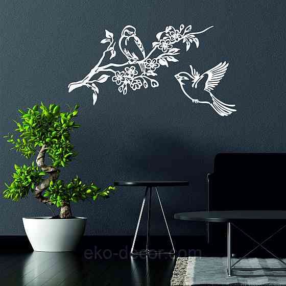 Декоративное настенное Панно «Птички», Декор на стену 90*50 см, Белый Киев