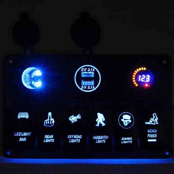 Блок переключателей HeadLight 6+3 синяя подсветка 12V Харьков