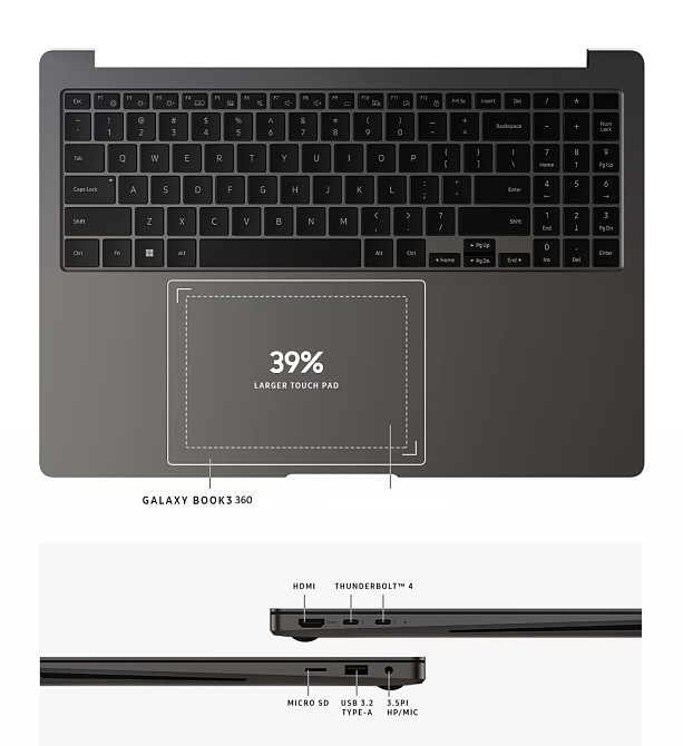 Ноутбук Samsung Galaxy Book3 360 NP750QFG Intel Core i7-1360P 16/512GB SSD графіт під монітор/мініпк (без екрана) Миколаїв - фото 1