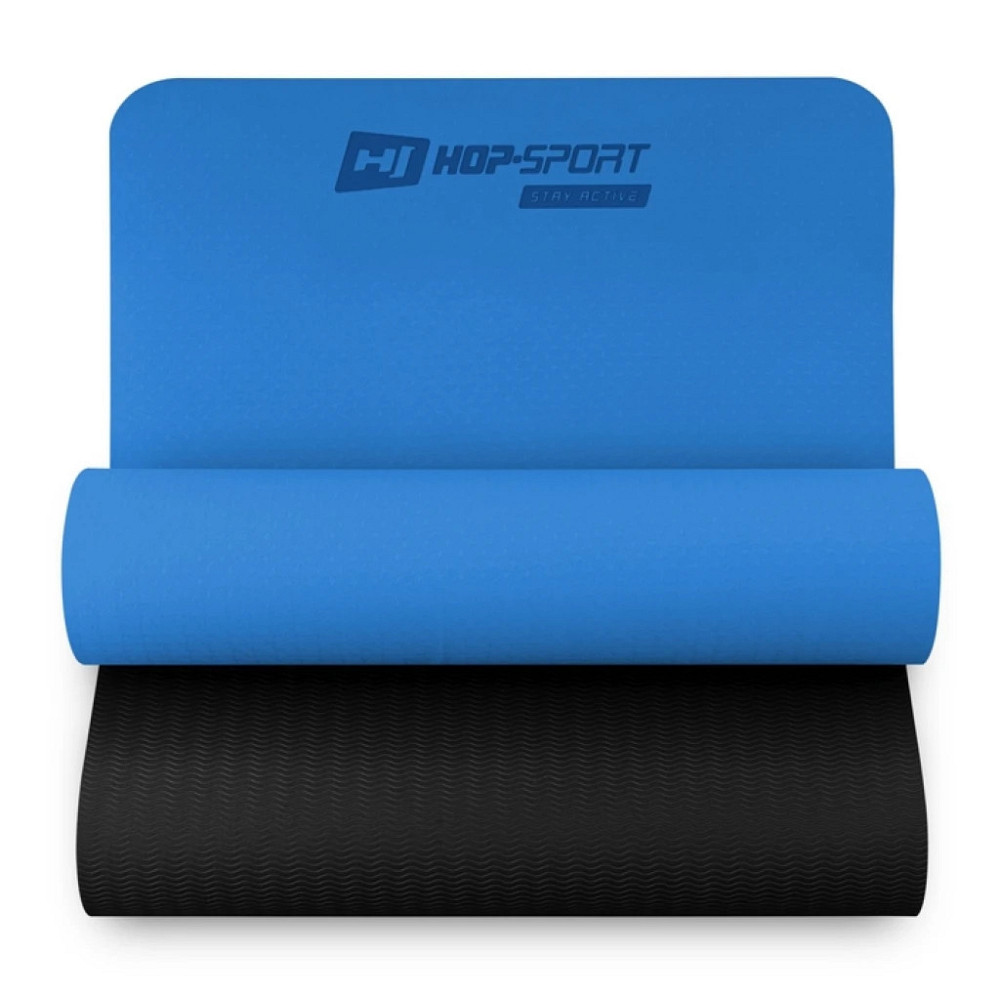 Коврик для фитнеса Hop-Sport TPE нескользящий для йоги пилатеса растяжки дома и спортзала синий Киев - изображение 3