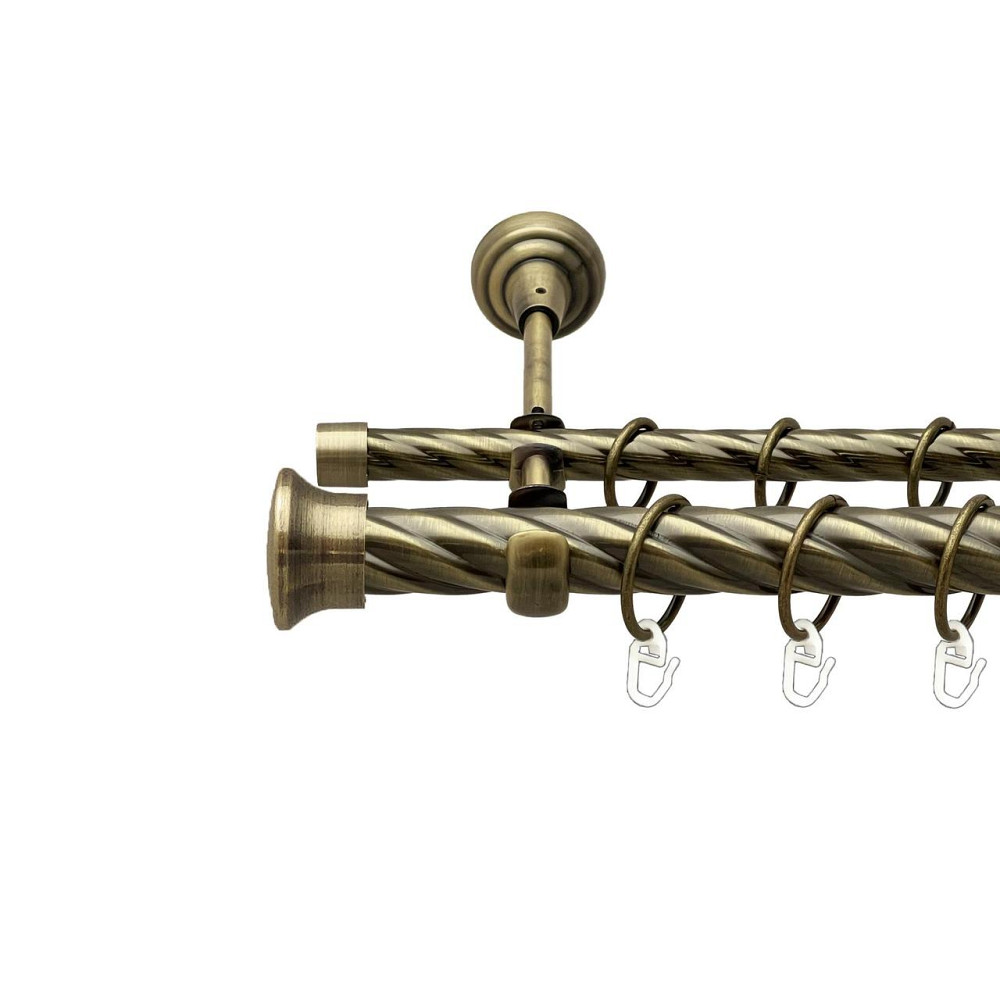 Карниз Orvit Дуо металевий дворядний відкритий скручена труба кільце металеве Антик 25\16 мм 240 см (00-00025742) Львів - фото 1