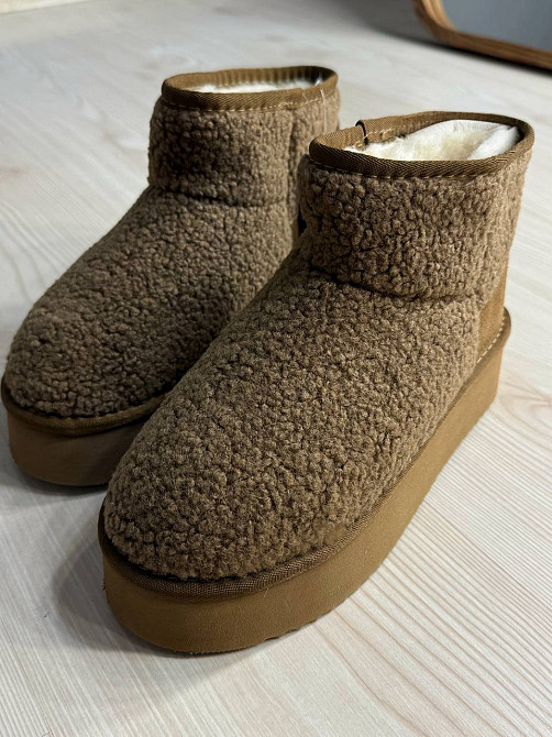 Уггі жіночі Itts 1707-2 з хутром тедді на платформі коричневі, 37, 23,5 см Київ - фото 2
