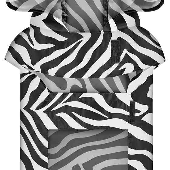Дощовик-накидка з капюшоном для собак WAUDOG Clothes, малюнок "Зебра", L, А 48-52 см, B 60-70 см, С 42-52 см Київ