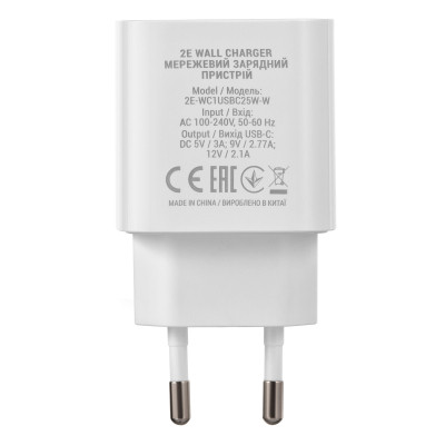 Зарядное устройство 2E 25W USB-C PD white (2E-WC1USBC25W-W) Винница - изображение 4