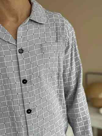 Чоловічий домашній костюм з муслінової тканини на ґудзиках Сірий M-L Харків