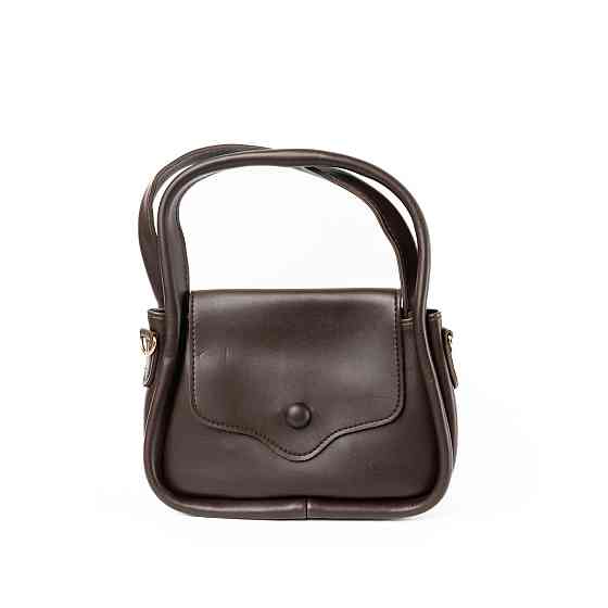 Сумка женская стильная через плечо с ручками и ремешком, сумочка клатч, Темно-коричневый Каменец-Подольский