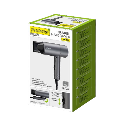 Фен для волосся (дорожній) 1400-1600W (2 швидкості, складна ручка) MR-209 Maestro Житомир - фото 4