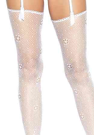 Чулки Leg Avenue Daisy Dot Fishnet Stockings One Size White Sex Aura Киев