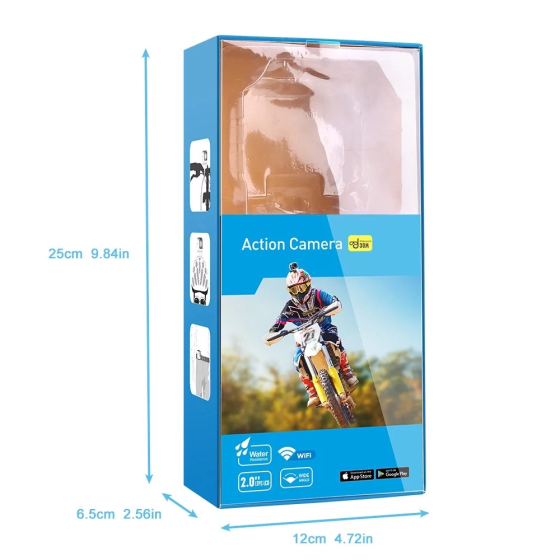 Екшн камера AT-M60TR Full HD 5K Wi-Fi з пультом ДК і 2 екранами (Чорний) Київ