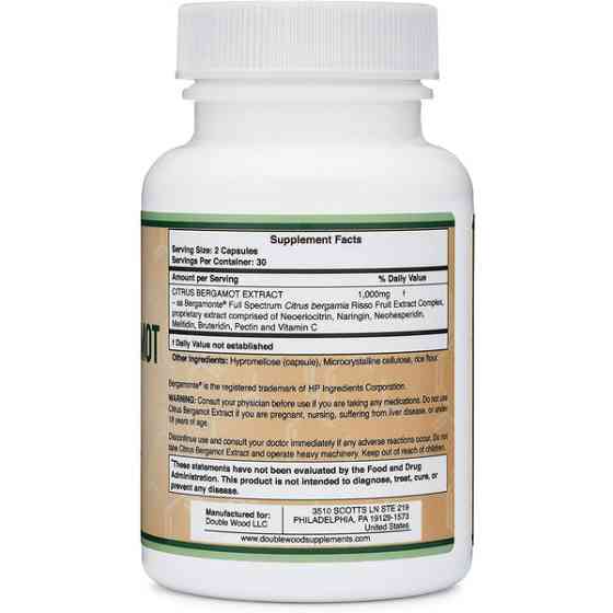 Екстракт цитрусового бергамоту Double Wood Supplements Citrus Bergamot Extract 1000 mg 60 capsules Луцьк
