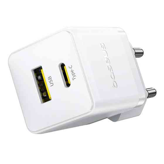 Мережевий зарядний пристрій з кабелем Baseus Palm Fast Charger C+U 30W EU Moon White (with USB-C to USB-C 60W Одеса
