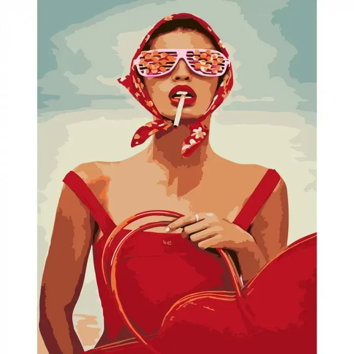 Набір для розпису по номерах Стиль у червоному Strateg розміром 40х50 см (DY237), шт Киев - изображение 1