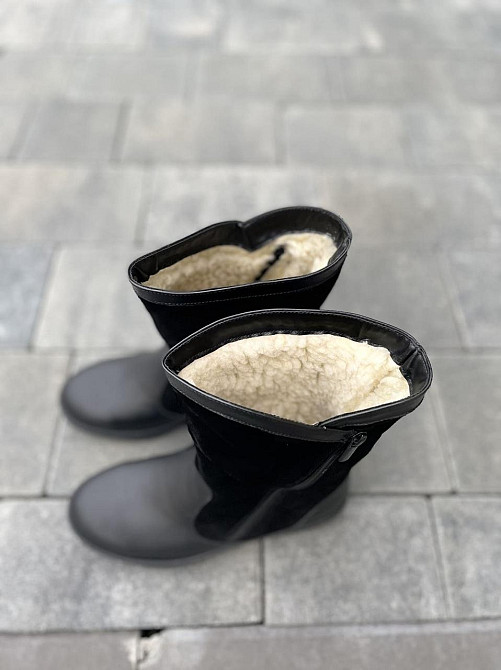 HD Напівчоботи жіночі HD чорні шкіра+замша натуральна висота черевика 21 см обхват 33 см (2095) Коломия - фото 10