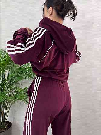 Женский стильный велюровый-плюшевый костюм двойка Бордо, 42/44 Одесса