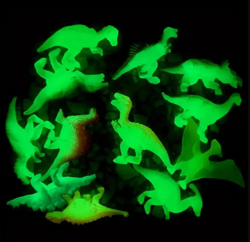 Набір 16 диназавриків, що світятьсі в темряві. Яскраві мініатюрні динозаври, що світяться. Київ - фото 1