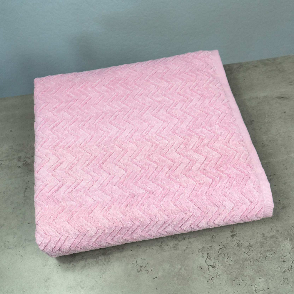 Банний махровий рушник GM Textile 70x140см Преміум якості Жакардовий з велюром 550г/м2 (Рожевий) Суми - фото 1