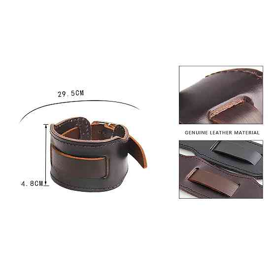 Шкіряний браслет для годинника RESTEQ 48 мм — широкий коричневий ремінець з натуральної шкіри, стильний змінний ремінь для Київ