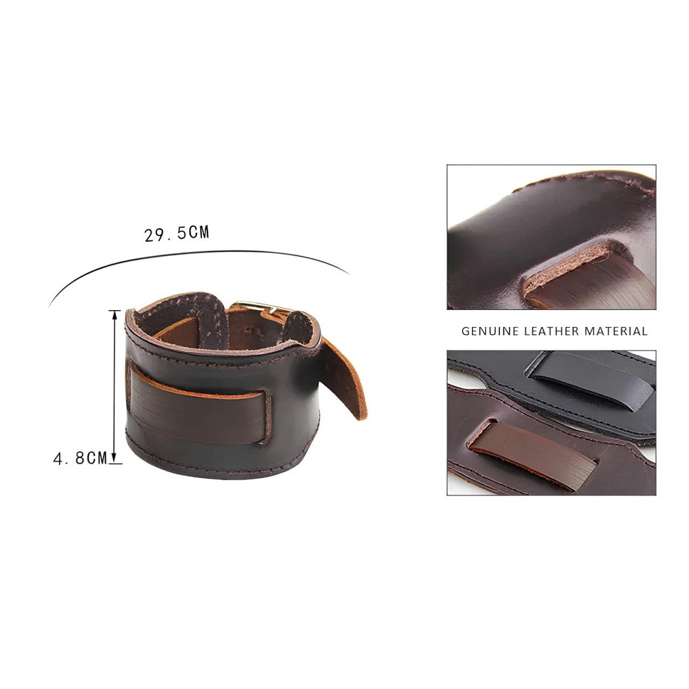 Шкіряний браслет для годинника RESTEQ 48 мм — широкий коричневий ремінець з натуральної шкіри, стильний змінний ремінь для Київ - фото 3