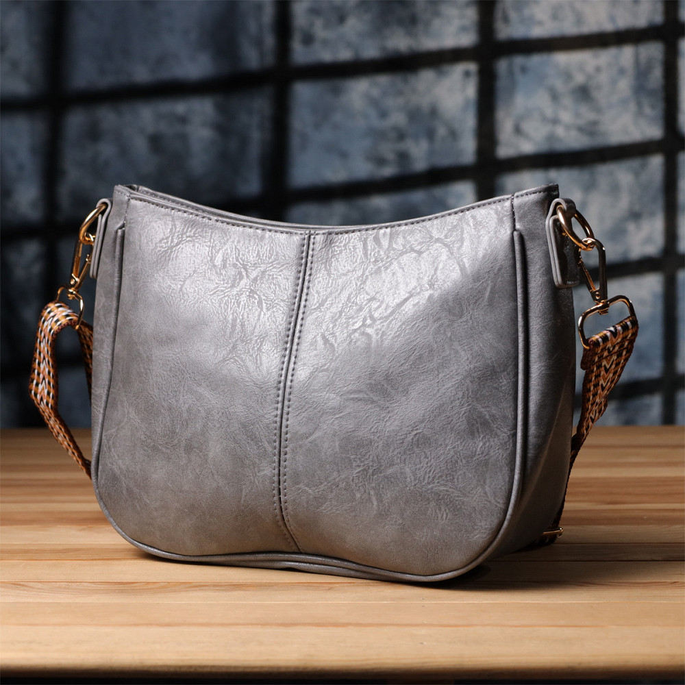 Жіноча зручна сумка з екошкіри Vintage sale_15134 Сірий Київ - фото 8