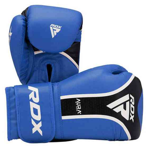 Боксерські рукавиці RDX AURA PLUS T-17 Blue/Black 14 унцій (капа в комплекті) Кам'янське