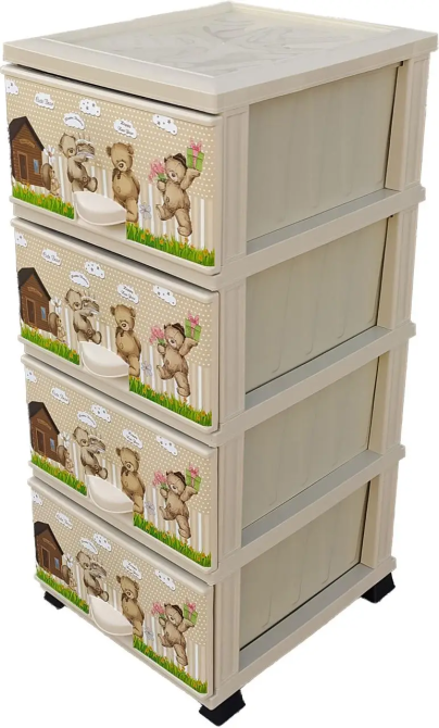 Комод пластик 375х455х900мм с рисунком Мишки 4 ящика Харьков - изображение 1