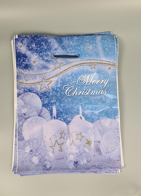 Пакети з вирубаною ручкою ламінат Н.Год "Дві свічки" (30х40) Ренпако (50 шт.) Харків - фото 1