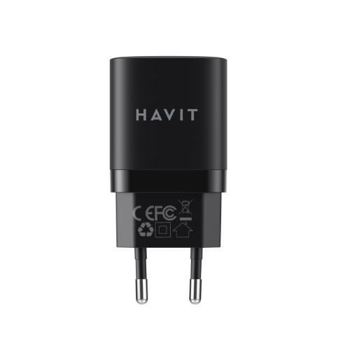 Зарядний пристрій мережевий USB/Type-C 30W чорний Havit HV-UC30 Black Житомир