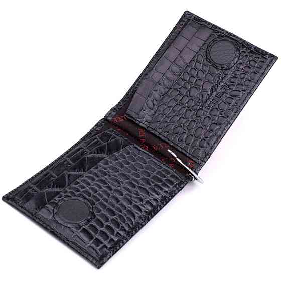 Практичный мужской кошелек-зажим из натуральной кожи KARYA 22851 Серый Киев