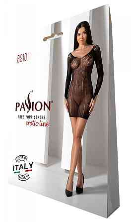 Напівпрозора мінісукня Passion BS101 One Size, black, рукави-мітенки Sex Aura Київ