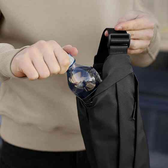 Чоловіча бананка нейлонова сумка чорна Pobedov Just Київ