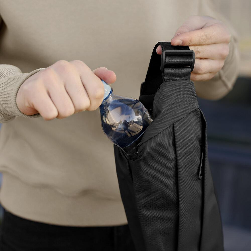 Чоловіча бананка нейлонова сумка чорна Pobedov Just Київ - фото 5