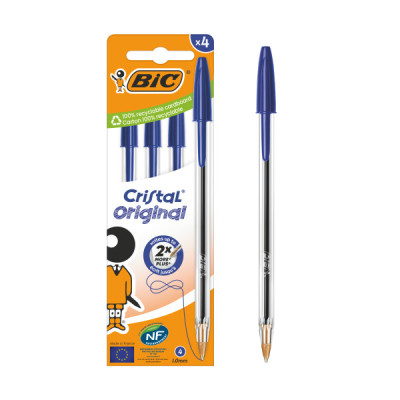 Ручка масляна Bic Cristal, синя, 4 шт (bc516332) Вінниця - фото 1