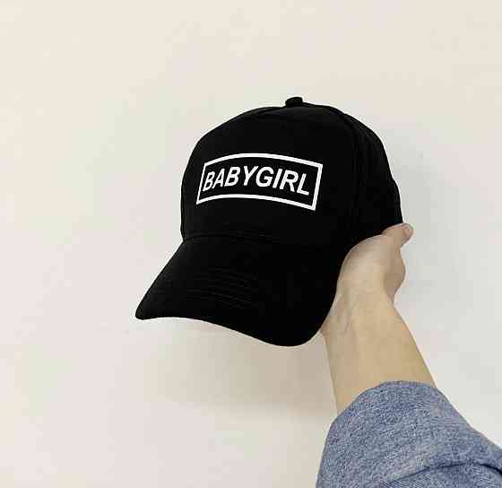 Чорна бавовняна Кепка/Бейсболка з принтом — BABY GIRL Чернівці