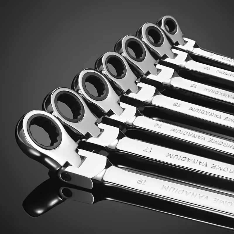 Набір рожково-накидних комбінованих ключів 12 шт, 8-19 мм, гайкові для ремонту з тріскачкою і поворотним механізмом 180° з чохлом Кам'янець-Подільський - фото 6