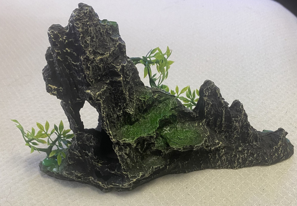 Декор для акваріума Скала акваріумний пейзаж розмір 17 на 22 на 9 см смола зелений З ДЕФЕКТОМ Київ - фото 7