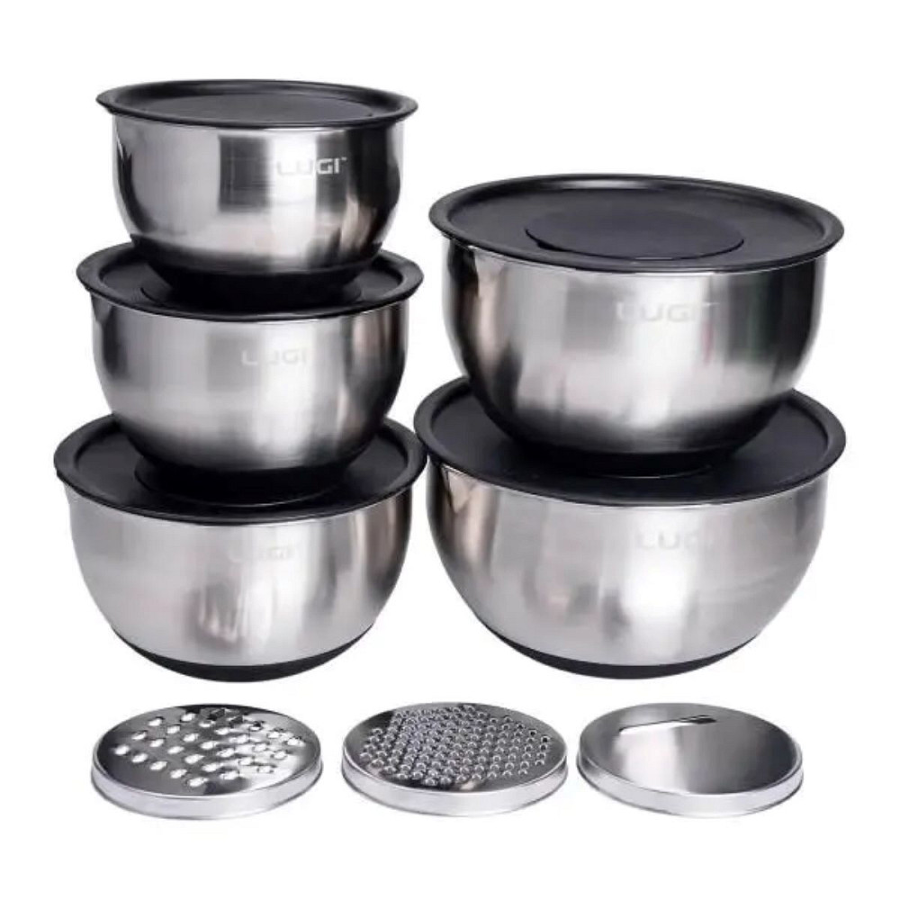 Набір мисок з нержавіючої сталі 5 штук з кришками і терками салатники з нержавійки 5/4/ 2.5/2/1.5 л LG-01/5PCS Коломыя - изображение 1